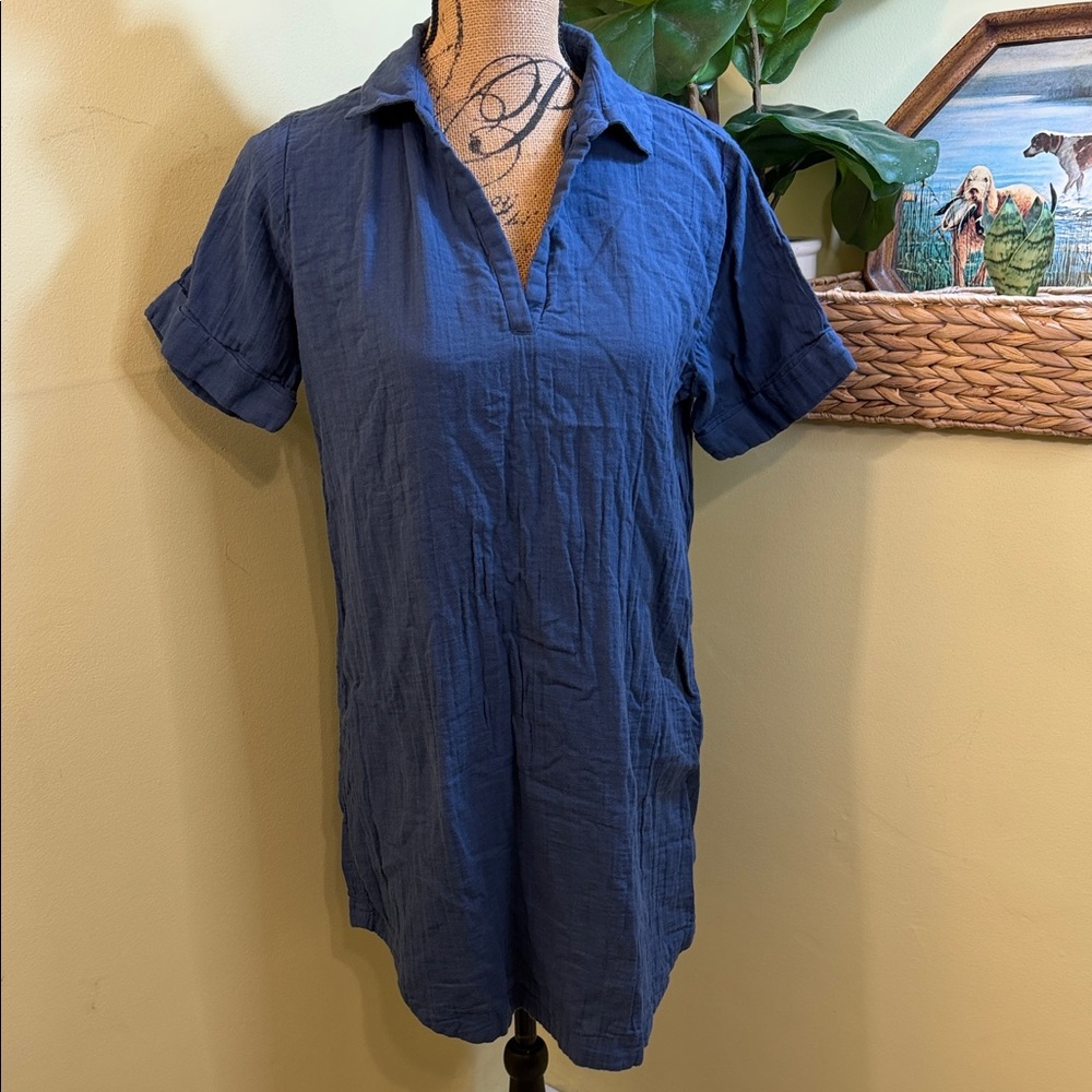 Pact Coastal Double Gauze Navy Coverup Small Organic Cotton